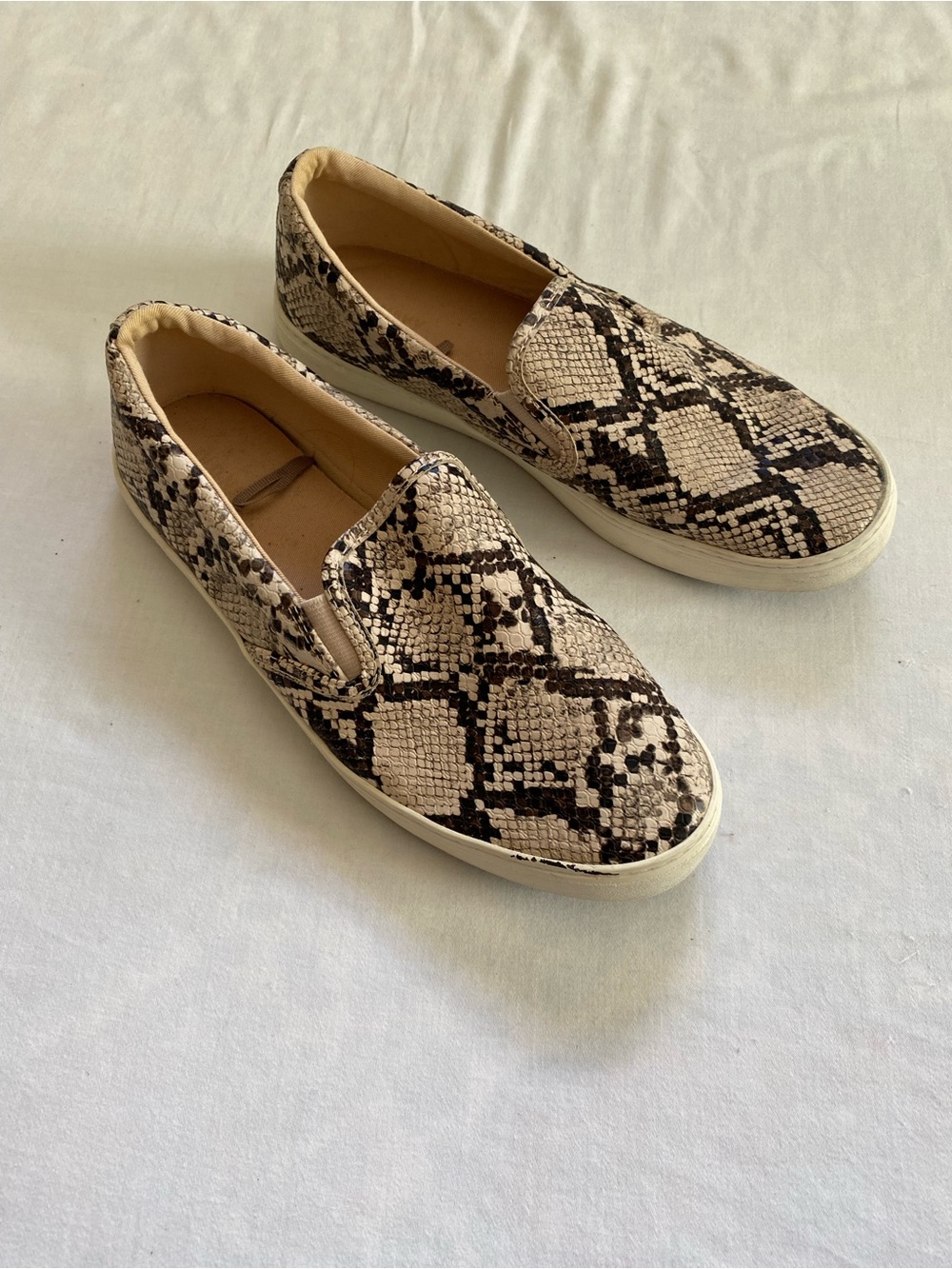Old Navy Women’s Beige and Brown Snake-Print Slip-On Sneakers - Size 8 US